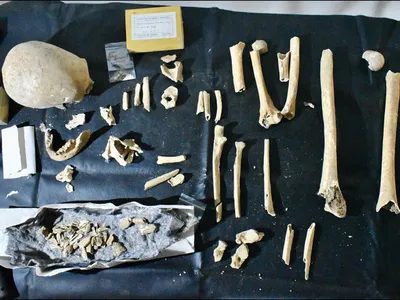 Archaeologists found the bishop&#39;s remains in a tomb in Spain in 1955.