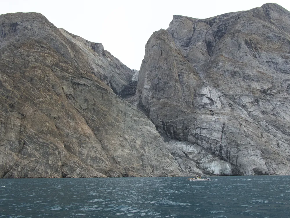 The mountain in the Dickson Fjord after the landslide.