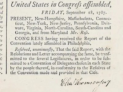 This rare copy of the Constitution was signed by then Secretary of Congress Charles Thomson.