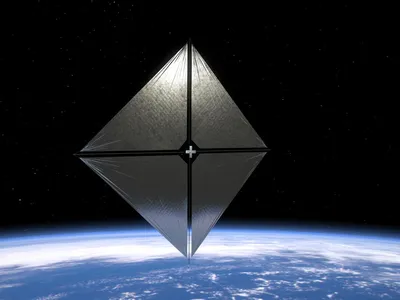 An artist&rsquo;s concept of NASA&rsquo;s Advanced Composite Solar Sail System spacecraft in Earth orbit.