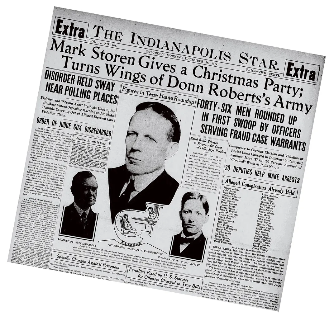 When U.S. Marshal Mark Storen descended on Terre Haute to take on election fraud, the state’s largest newspaper devoted its whole front page to covering the arrests, detailing the conspiracy and listing the names of the accused men.