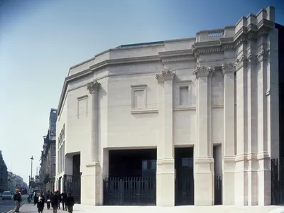 The exterior of the Sainsbury Wing at the National Gallery in London. The controversial columns stood inside the ground-floor foyer.