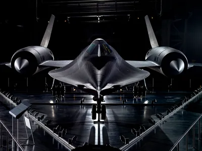 SR-71 Blackbird on display in a museum